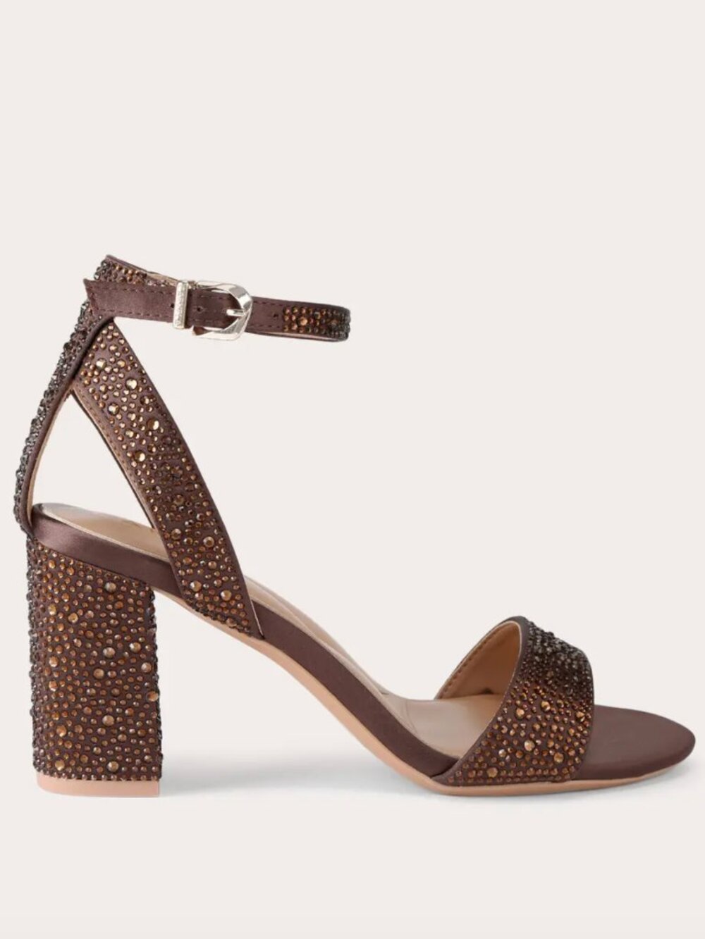 Brown Crystal Embellished Heels